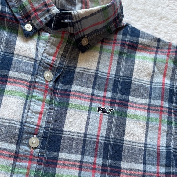 Boys Vineyard Vines Plaid Button-Down Shirt - Navy, Green & Pink - Picture 2 of 6